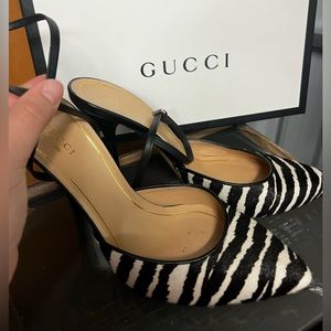 Gucci ankle calf skin point toe heel
